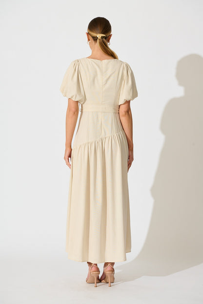 Isleen Maxi Dress in Oatmeal Linen Blend