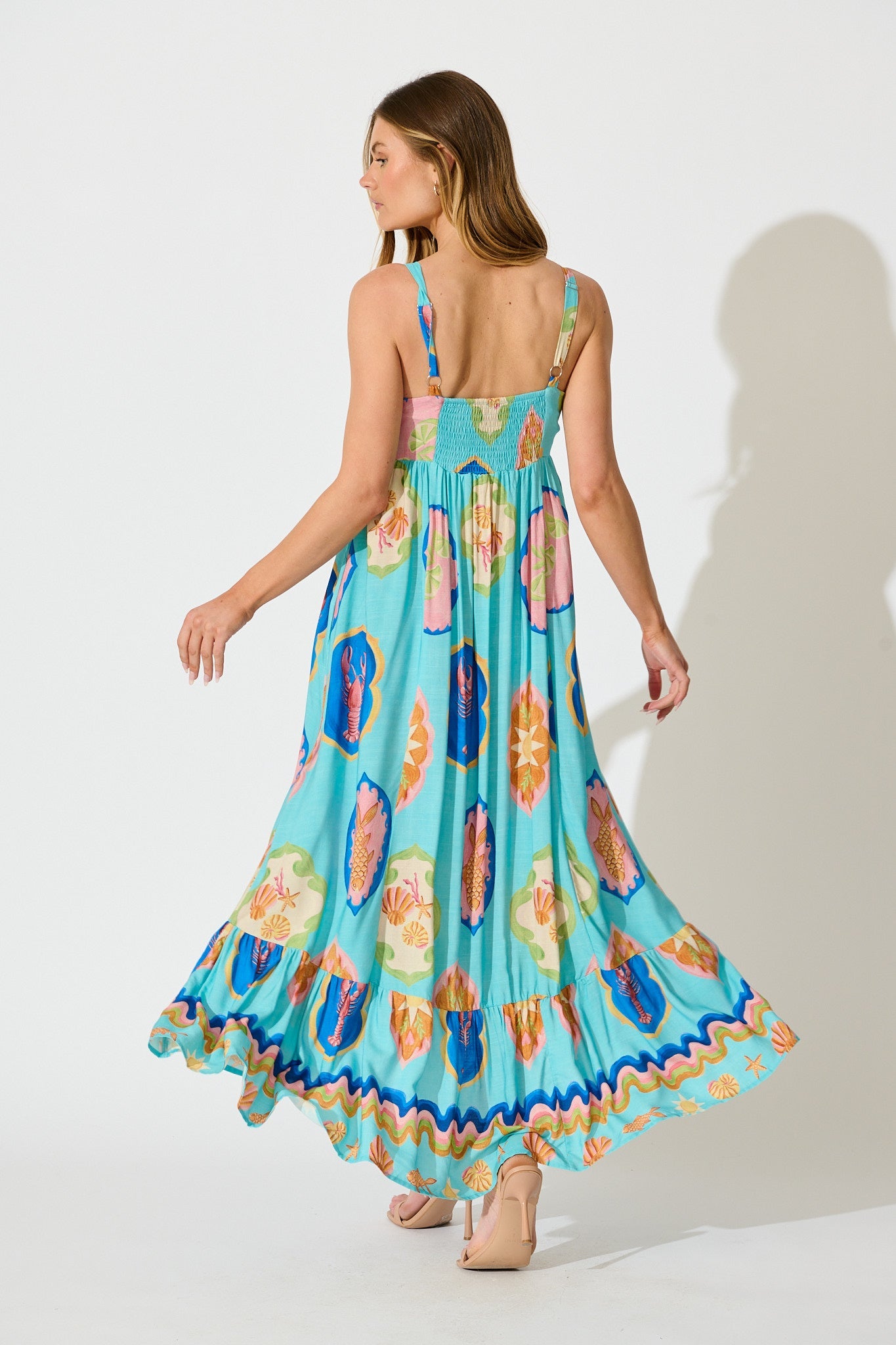 Canna Maxi Sundress in Blue Multi Print
