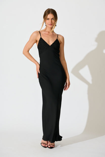 Lush Reverie Maxi Dress in Black