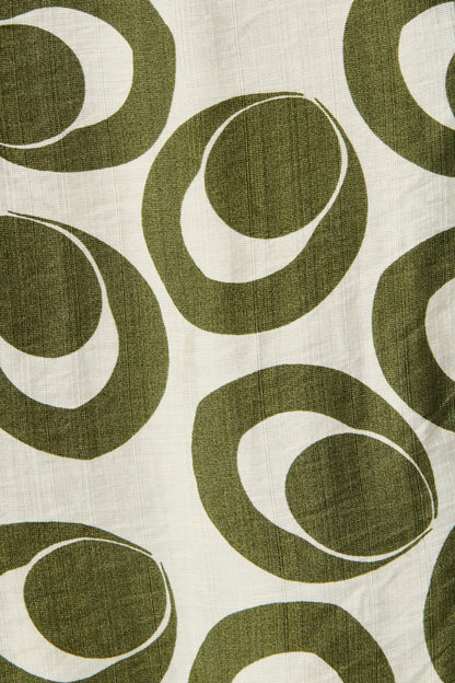 Asazie Midi Shirt Dress in White with Green Print