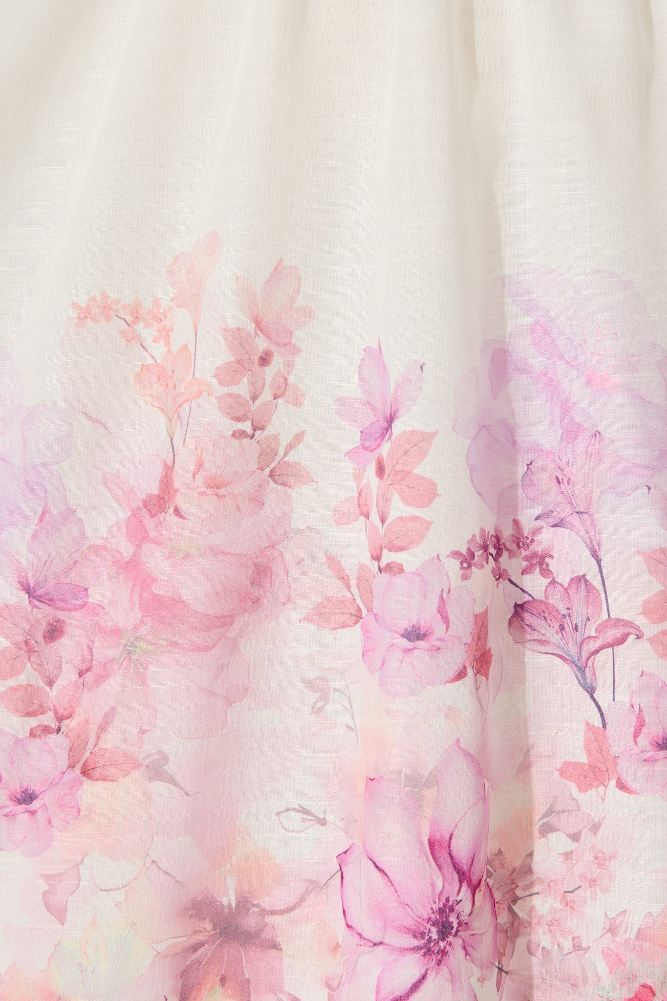 Fenella Dress in White with Purple Floral Cotton Blend