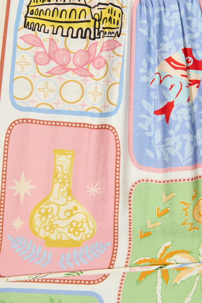 Lavender Dress in Multi Postcard Print