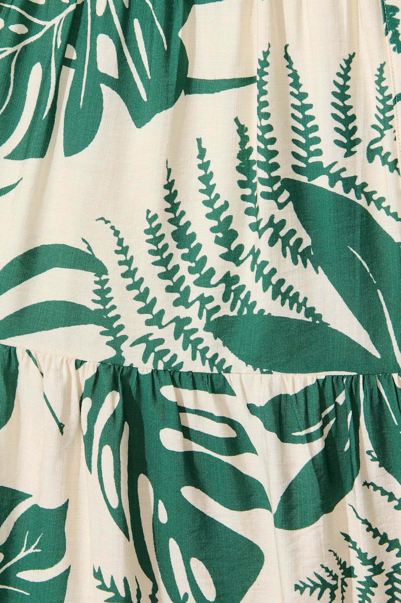 Charmaine Midi Dress in Cream with Green Print