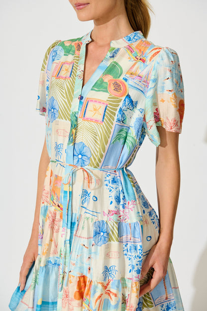 Lavender Dress in Multi Patchwork Summer print