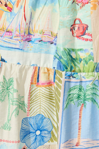 Lavender Dress in Multi Patchwork Summer print