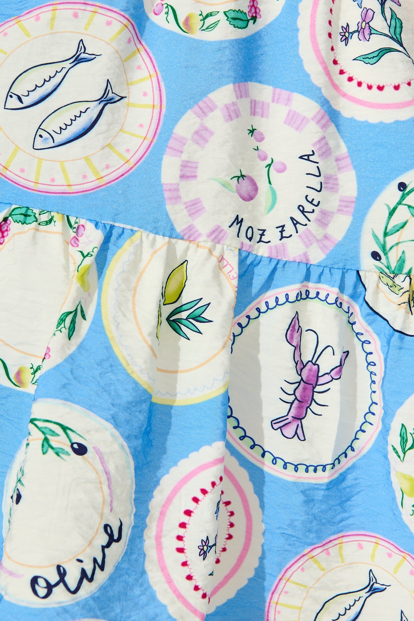 Alessandra Dress in Blue Conversational Print