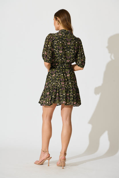 Ulani Shirt Dress in Black Floral