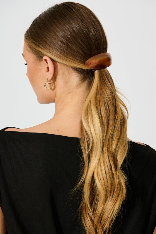 Lola Barrette Hair Clip in Tan Resin