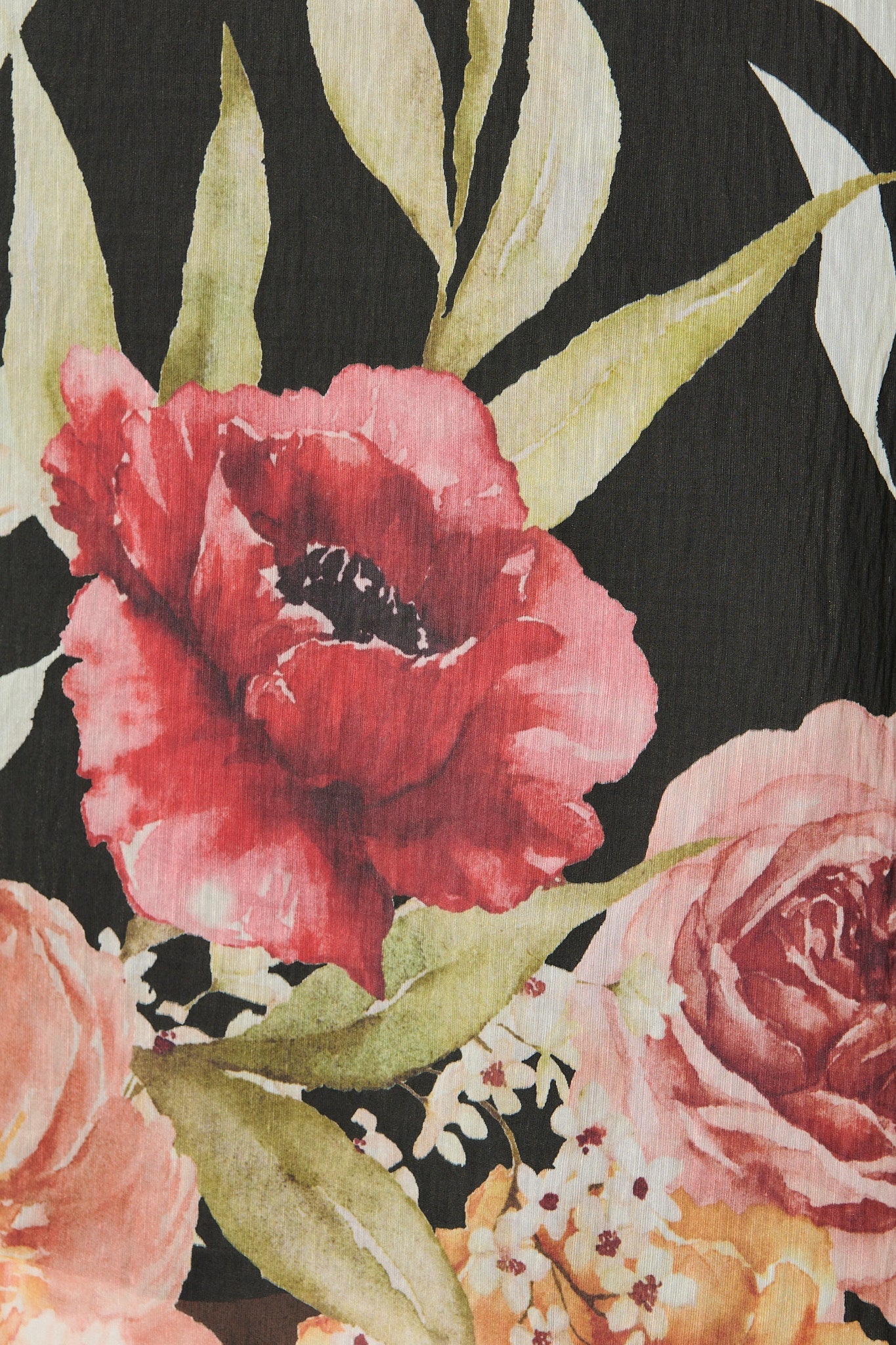 Faelina Maxi Skirt in Black with Floral Print Linen Blend