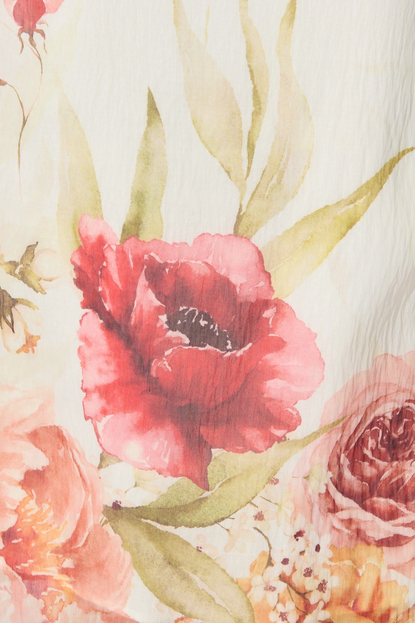 Faelina Maxi Skirt in White with Floral Print Linen Blend