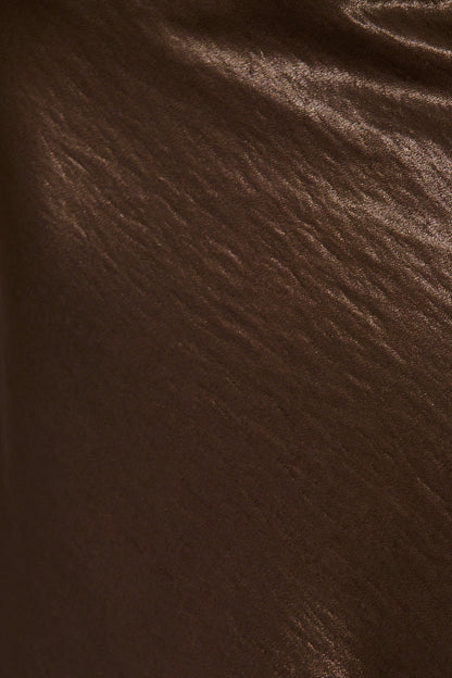Satin Poise Midi Skirt in Chocolate