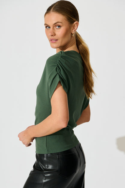 Pia Off Shoulder Top in Emerald