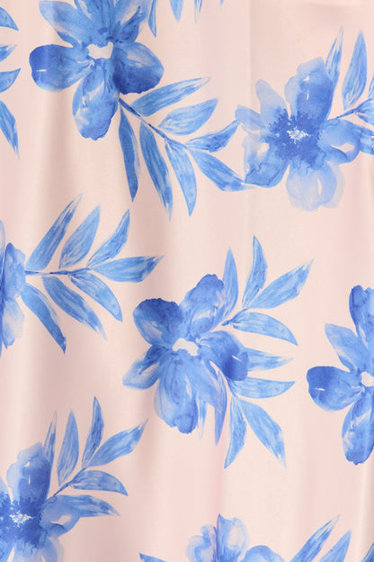 Alliana Maxi Sundress in Blush with Blue Floral Print