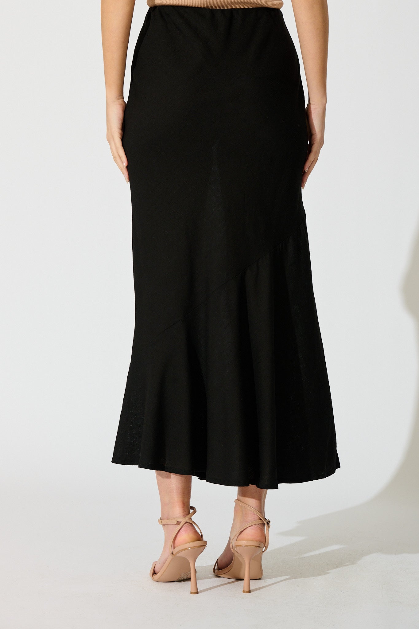 Charlee Maxi Skirt in Black Linen Blend
