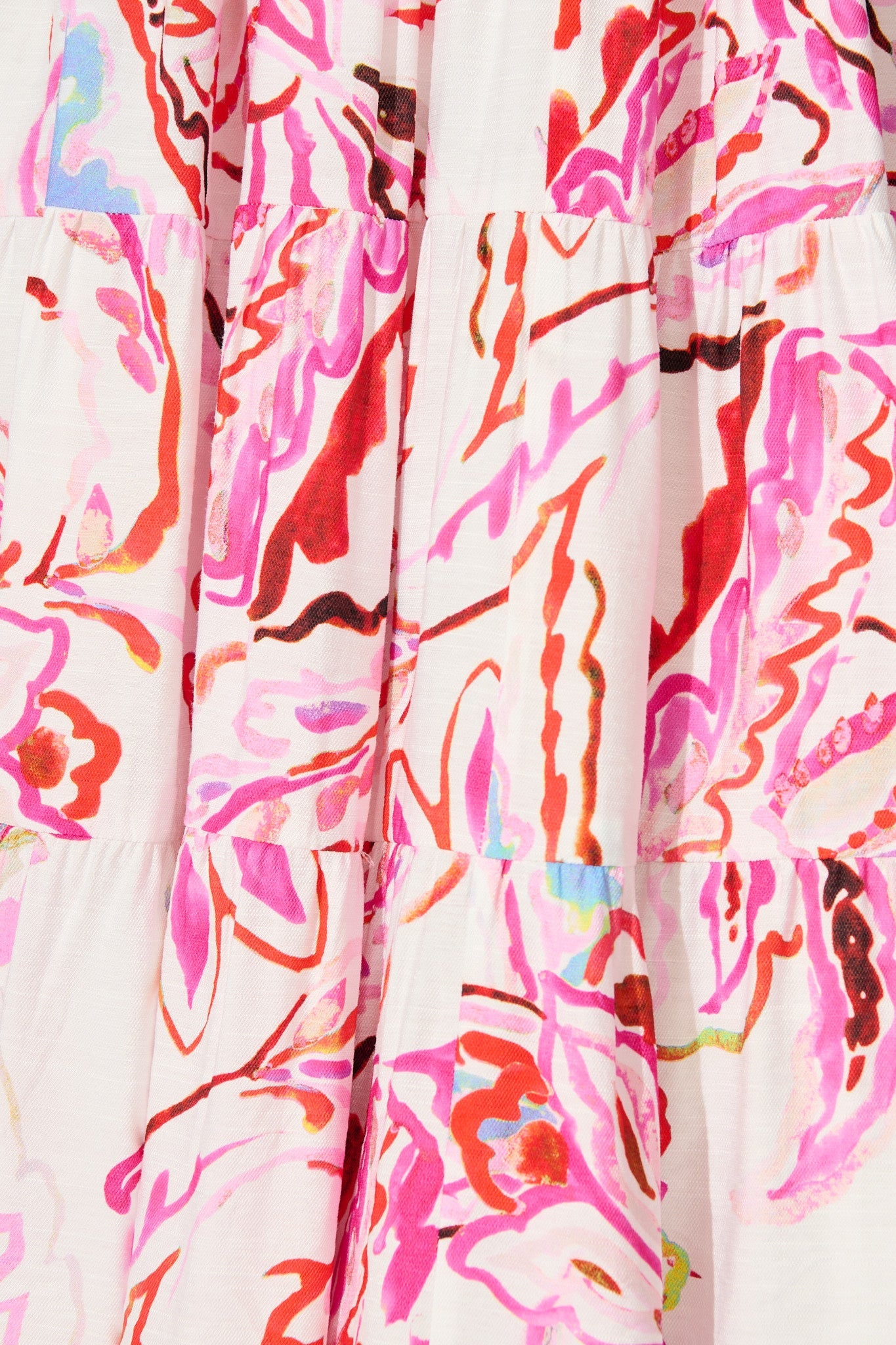 Imee Midi Sundress in White with Pink Abstract Floral