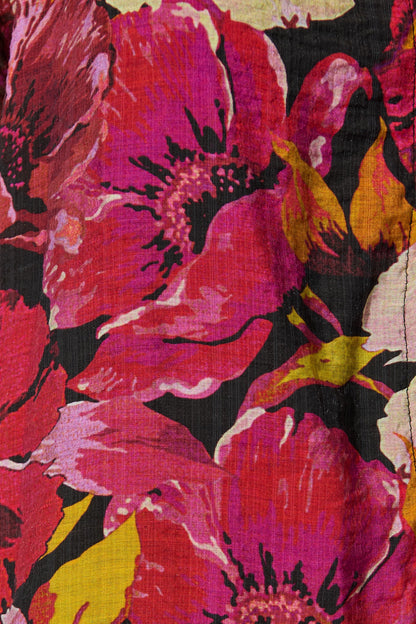 Lombard Top in Black with Pink Floral