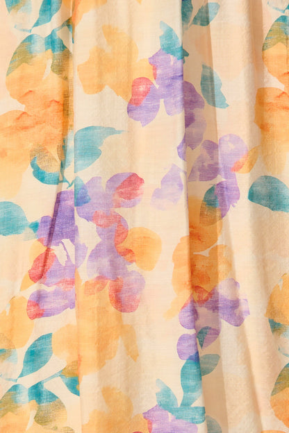 Seraphine Maxi Dress in Tangerine Multi Watercolour Floral