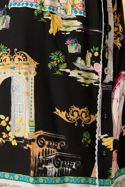 Orsa Shirt Dress In Black Multi Print