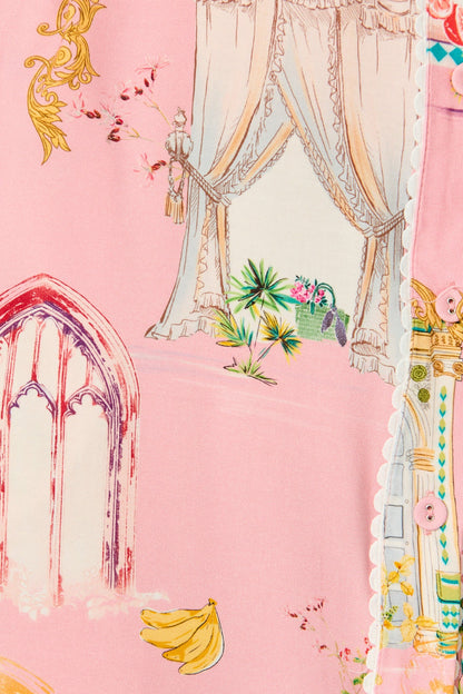 Orsa Shirt Dress in Pink Multi Print