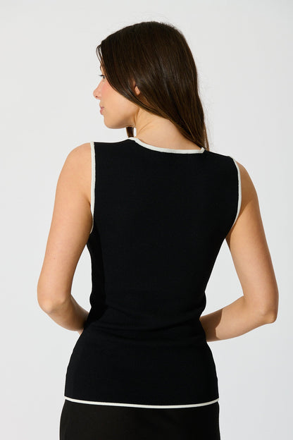 Avena Knit Top in Black