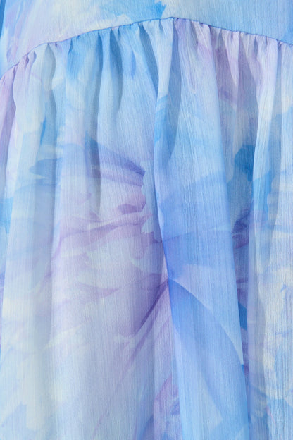 Dawnfall Dress in Blue Floral Chiffon