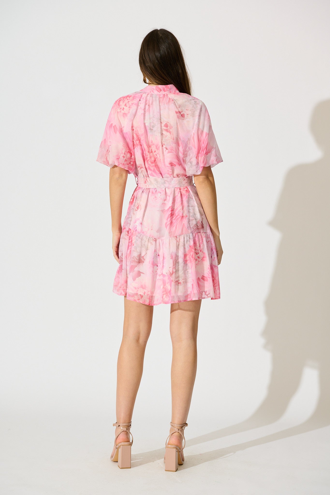 Dawnfall Dress in Pink Floral Chiffon