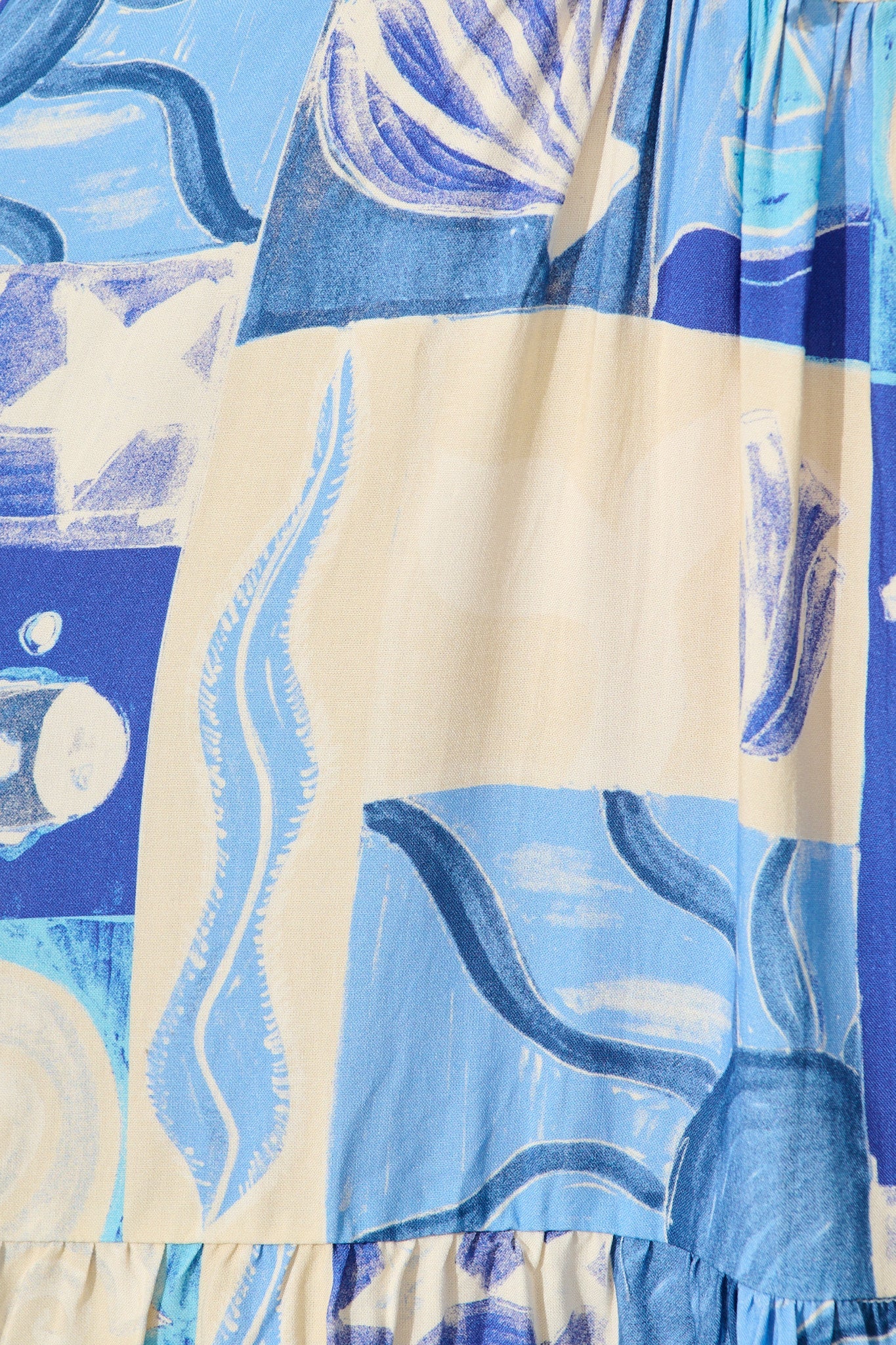 Emelyn Smock Dress in Blue Sea Shell Print