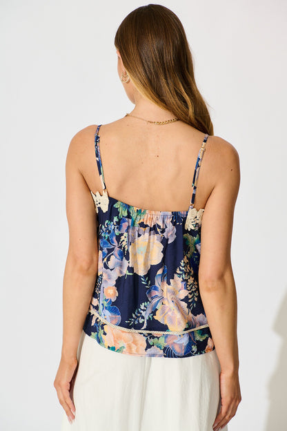 Susie Cami Top In Navy with Multi Floral