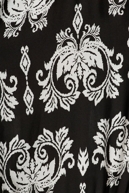 Ilysssa Maxi Dress in Black with White Boho Print
