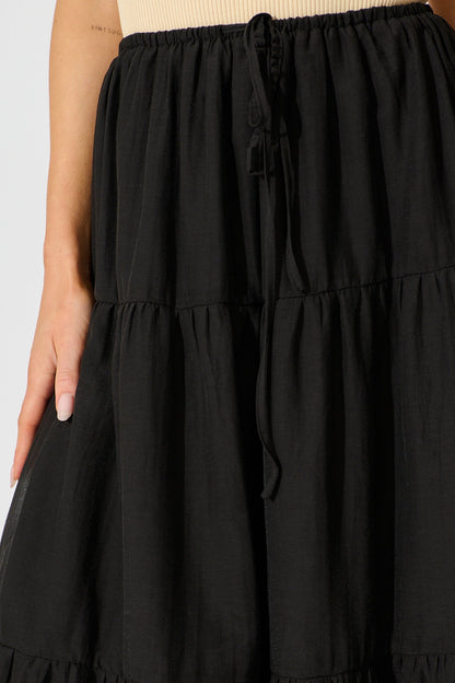 Zoella Maxi Skirt in Black Cotton Blend