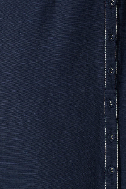 Christiana Maxi Shirt Dress In Navy Linen Blend