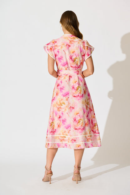 Jovanni Midi Dress in Pink Floral