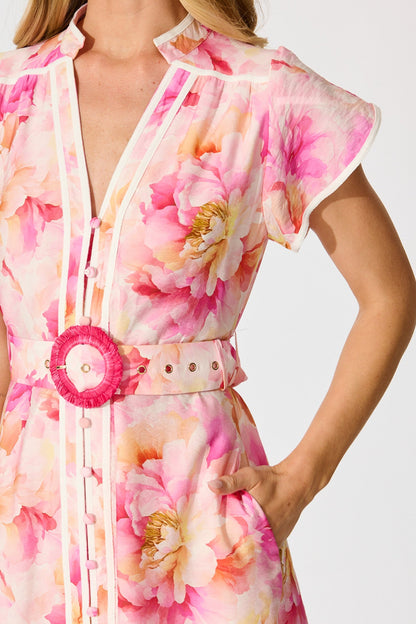 Jovanni Midi Dress in Pink Floral