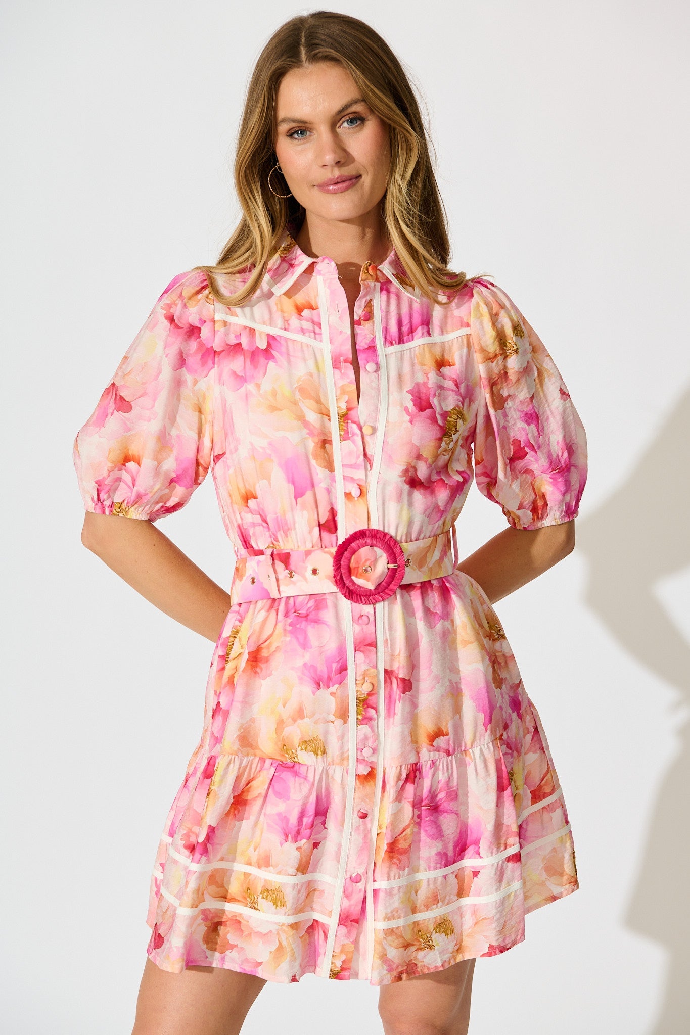 Laoise Shirt Dress in Pink Floral