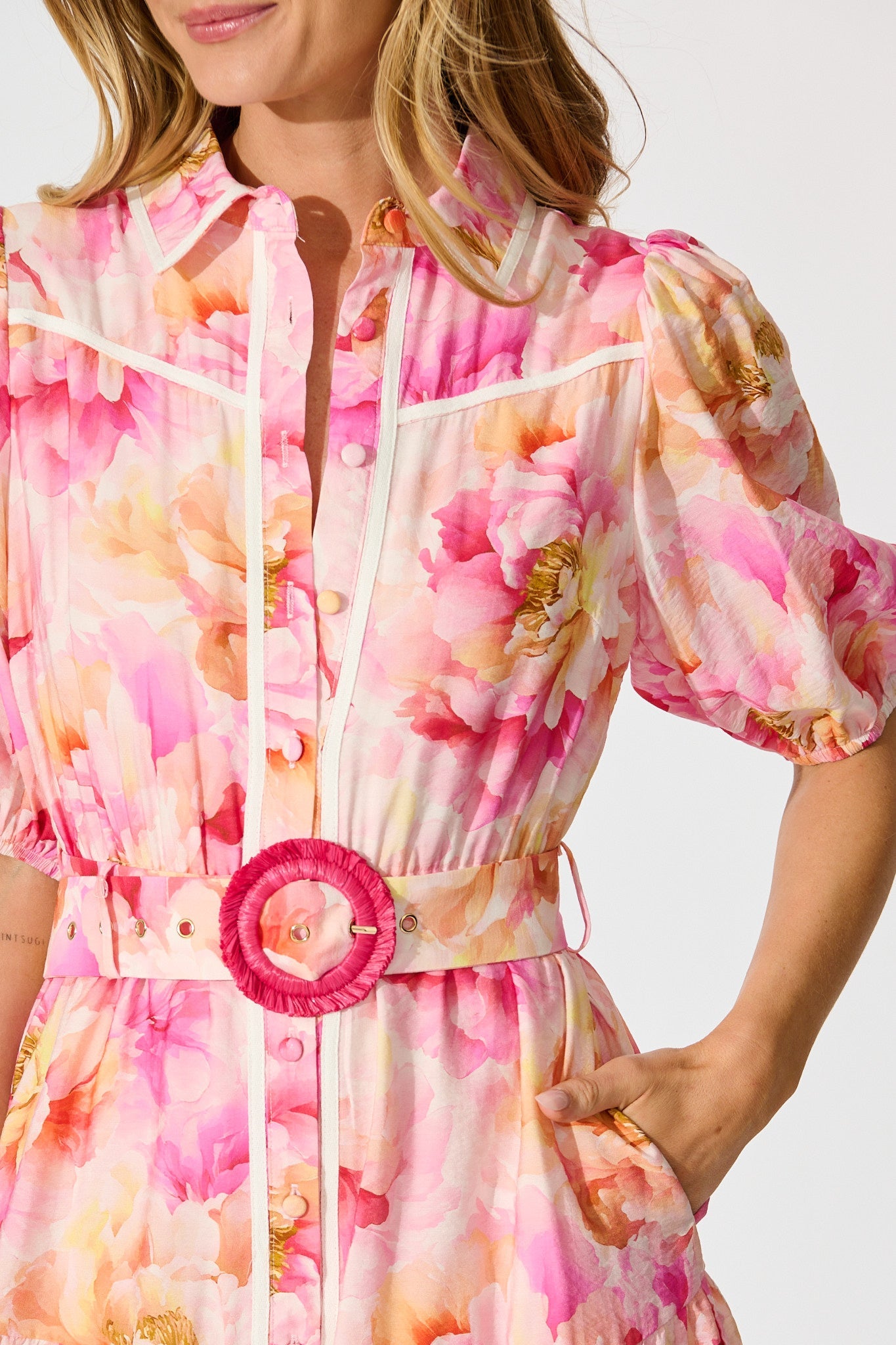 Laoise Shirt Dress in Pink Floral