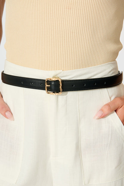 Destiny Belt in Black PU with Gold Buckle