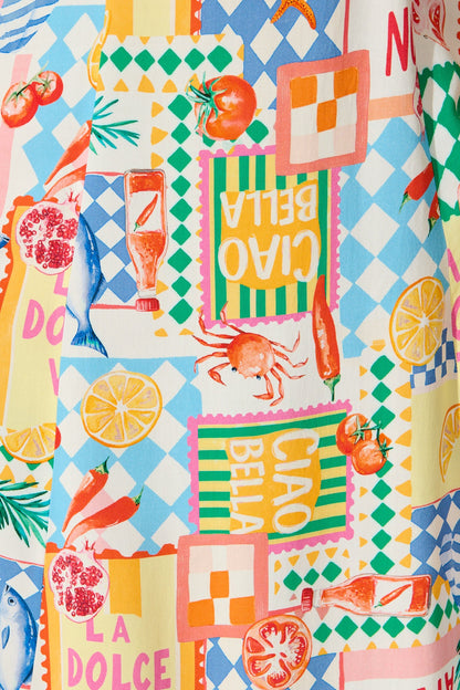 Holiday Crush Maxi Sundress in White Multi Conversational Print