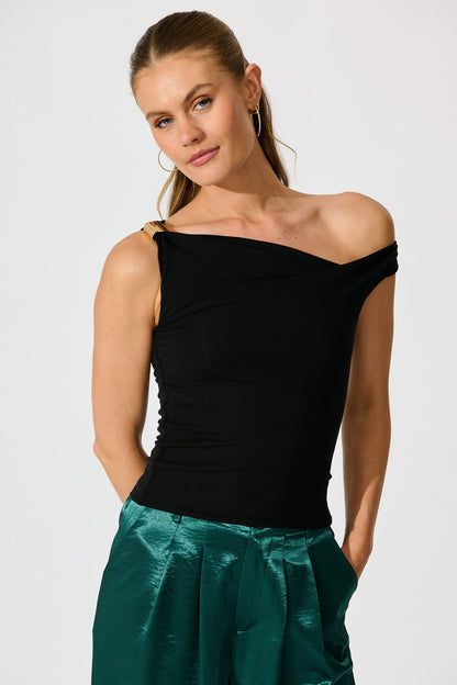 Ala Off Shoulder Top in Black