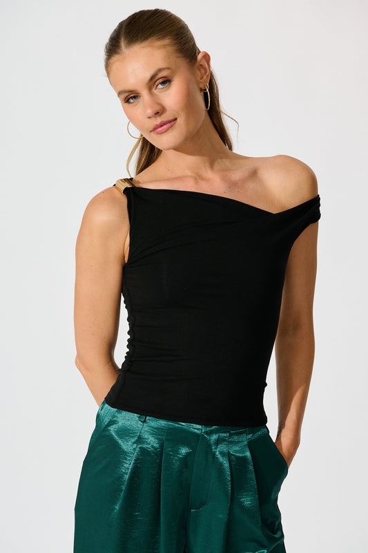 Ala Off Shoulder Top in Black