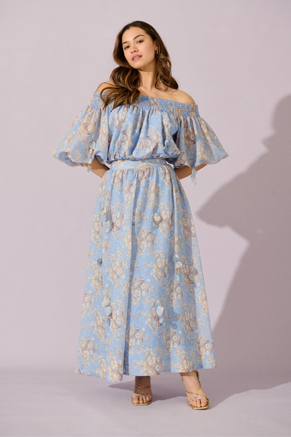 Petal Haze Top in Blue Floral