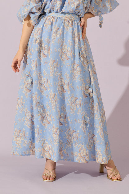 Gardenlight Maxi Skirt in Blue Floral