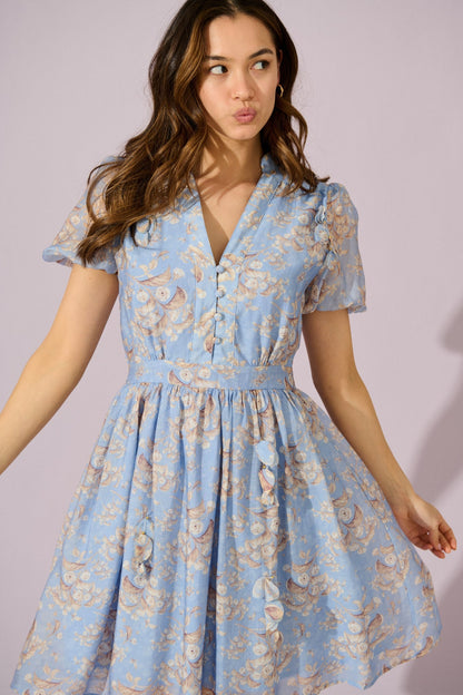 Vintage Bloom Dress in Blue Floral