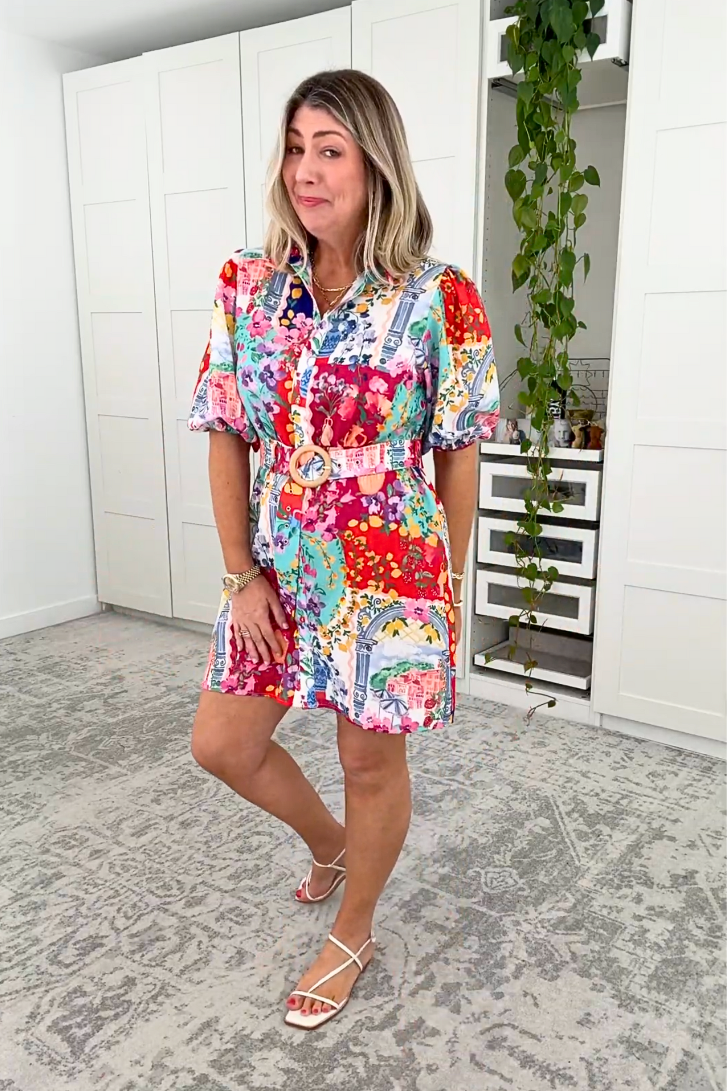 Casa Rose Shirt Dress in Multi Resort Linen Blend